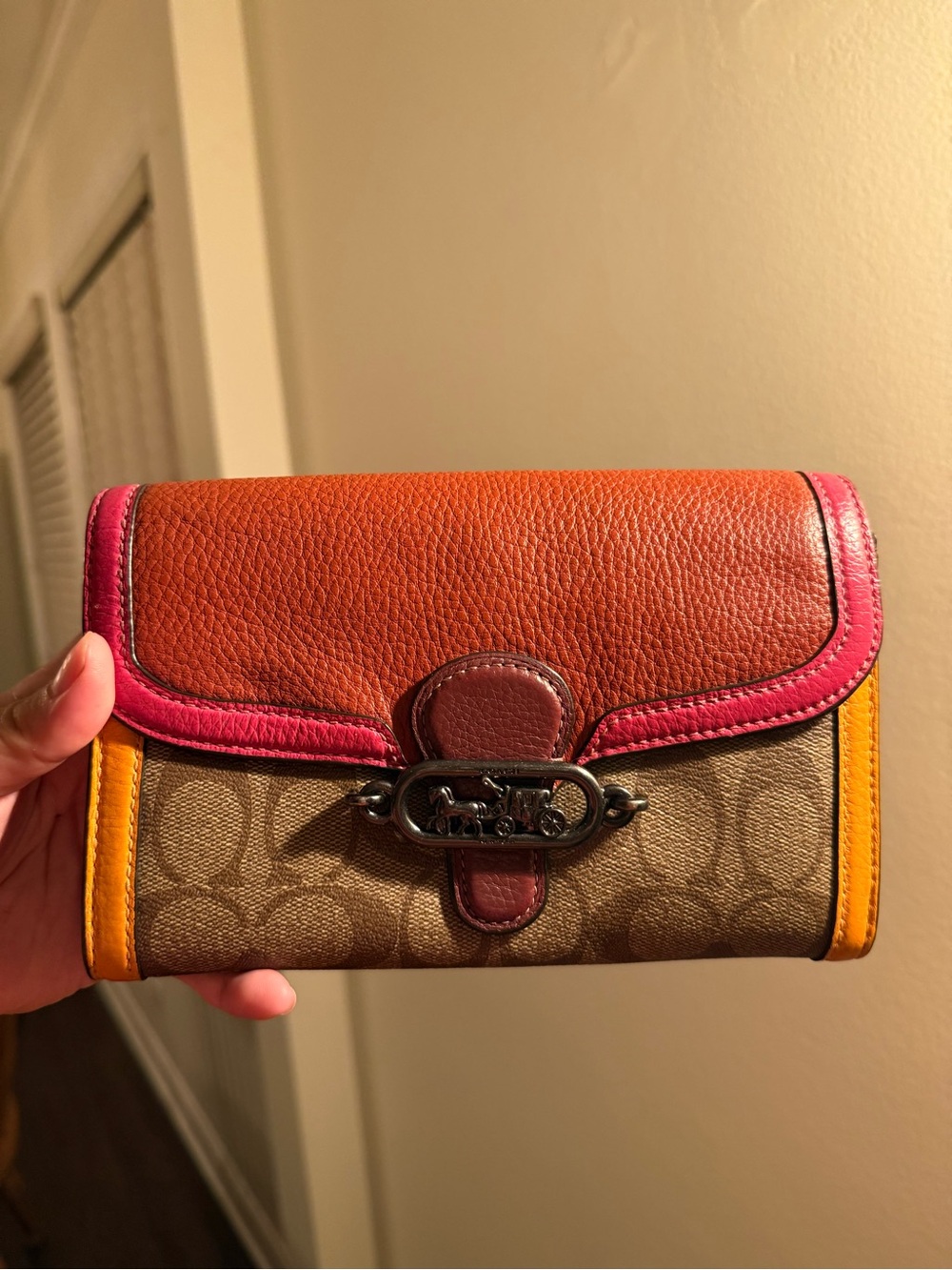 Coach colorblock envelope clutch